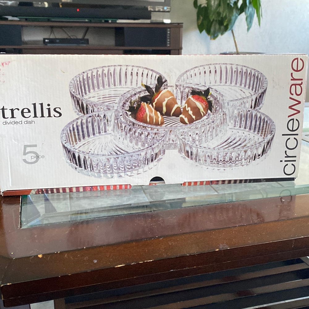 Circle glass ware divided dish Set of 5 ! New in opened box